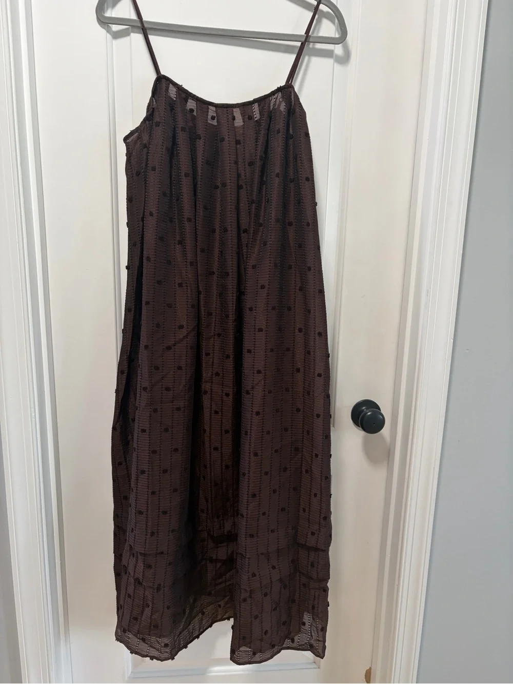 J.Crew NWT size Medium Shift Midi Dress in Textured Dot Inky Espresso Dark Brown